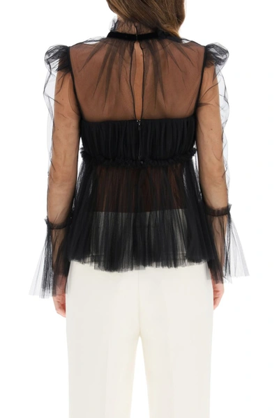 Shop Khaite Dominka Pleated Tulle Top In Black