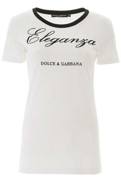 Shop Dolce & Gabbana Eleganza T-shirt In Bianco Ottico