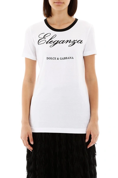 Shop Dolce & Gabbana Eleganza T-shirt In Bianco Ottico