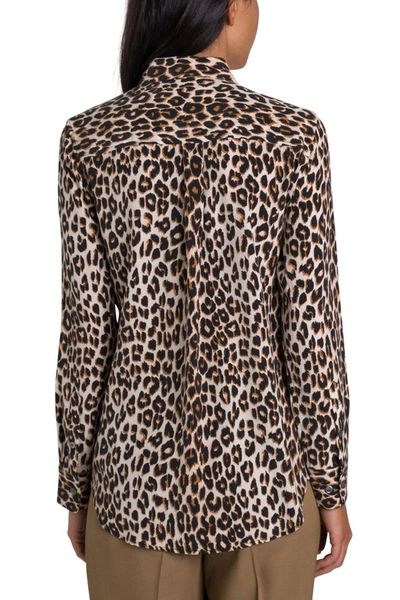 Shop Equipment Leopard Print Silk Shirt In Beige