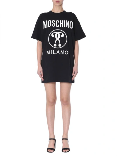 Shop Moschino T-shirt Dress With Logo In Black