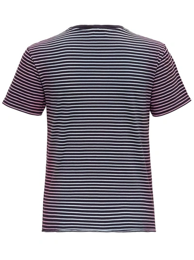 Shop Saint Laurent Striped Monogram T-shirt In Jersey Tie-die In Multicolor