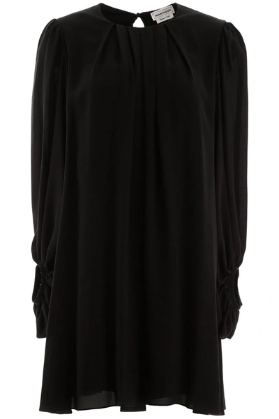 Shop Alexander Mcqueen Pleated Mini Dress In Black