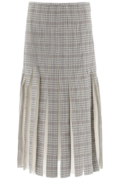 Shop Gabriela Hearst Binka Midi Wool Skirt In Mini Check