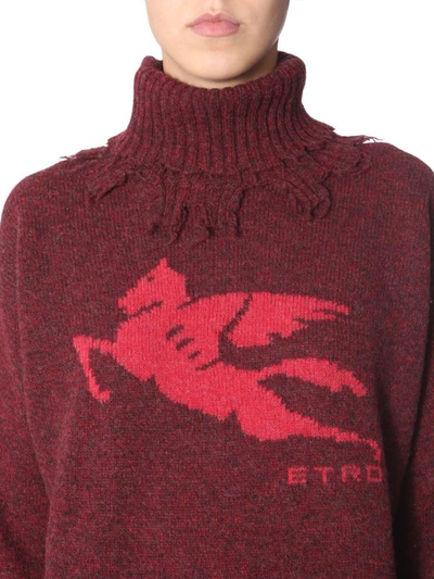 Shop Etro Turtle Neck Sweater In Bordeaux