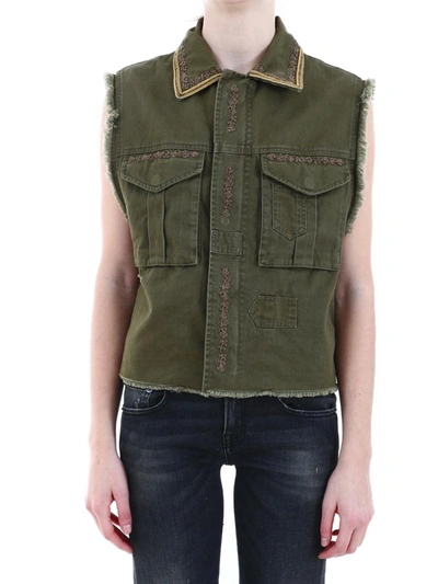 Shop Saint Laurent Gilet Green Army