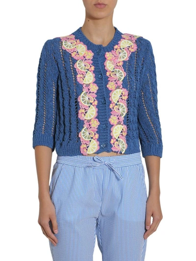 Shop Boutique Moschino Cardigan With Embroidered Details In Multicolour