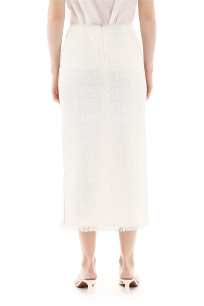 Shop Nanushka Moja Midi Skirt In White
