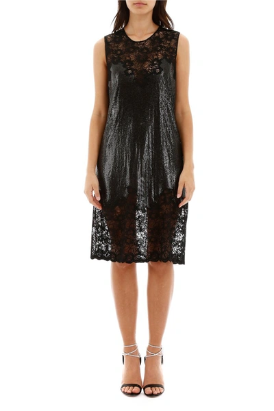 Shop Paco Rabanne Chainmail Dress With Lace In Black