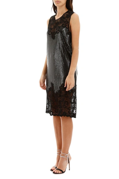 Shop Paco Rabanne Chainmail Dress With Lace In Black