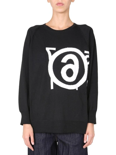 Shop Mm6 Maison Margiela Round Neck Sweater In Black