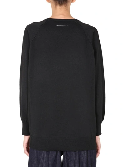 Shop Mm6 Maison Margiela Round Neck Sweater In Black