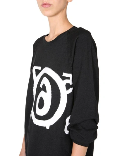 Shop Mm6 Maison Margiela Round Neck Sweater In Black