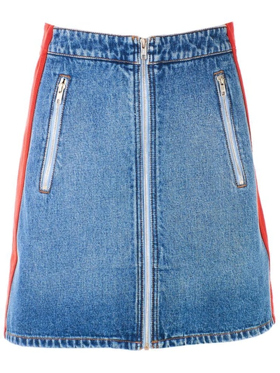 Shop Kenzo Red And Denim Skirt