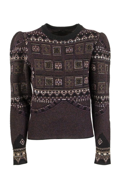 Shop Etro Patchwork Pattern Jacquard Jumper In Gray