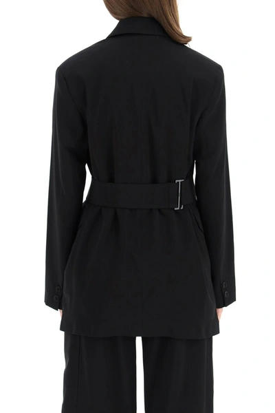 Shop Ganni Wrap Blazer In Black