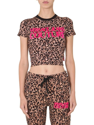 Shop Versace Jeans Couture Cropped T-shirt In Animalier