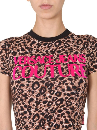 Shop Versace Jeans Couture Cropped T-shirt In Animalier