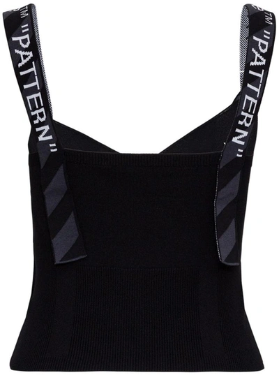 Shop Off-white Stretch Knit Top With Logoed Straps In Black