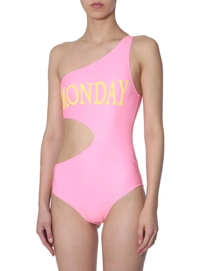 Shop Alberta Ferretti One-shoulder Swimsuit In Pink