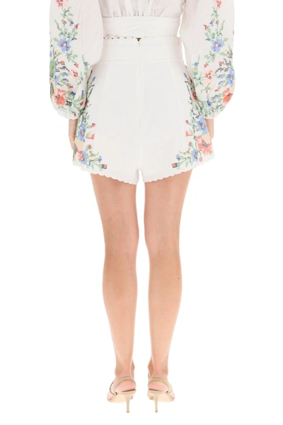 Shop Zimmermann Juliette Shorts With Embroideries In Ivory