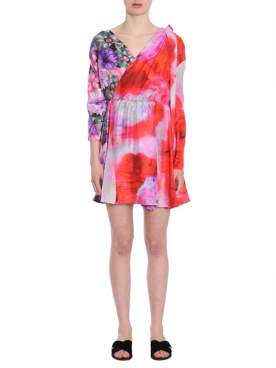 Shop Msgm Silk Dress In Multicolour