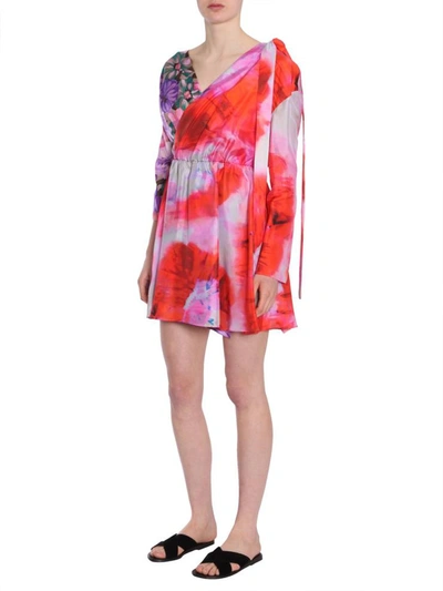 Shop Msgm Silk Dress In Multicolour