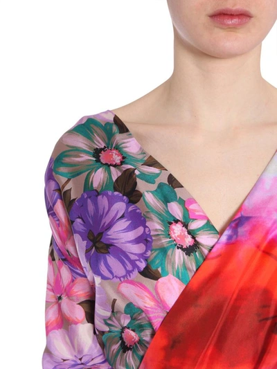 Shop Msgm Silk Dress In Multicolour