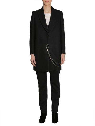 Shop Lanvin Classic Coat With Chain In Black