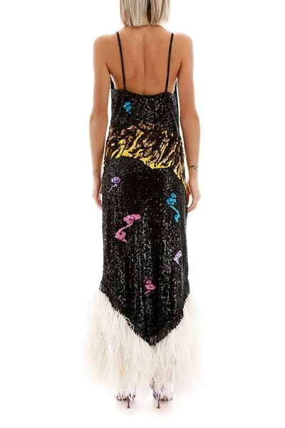 Shop Attico The  Long Dress With Feathers In Multicolor V1