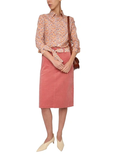Shop Apc "jennie" Skirt In Pink