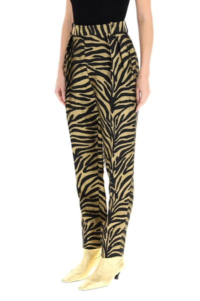 Shop Khaite Magdeline Zebra Print Trousers In Gold Black Zebra