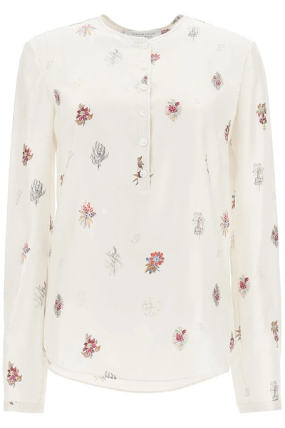 Shop Gabriela Hearst Colson Floral Print Blouse In Hand Drawn Flower