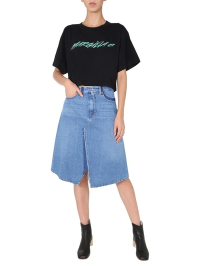 Shop Mm6 Maison Margiela Cropped T-shirt In Black