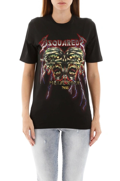 Shop Dsquared2 Crystal Metal Rock T-shirt In Black