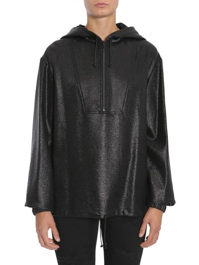 Shop Saint Laurent Hooded Sweatshirt In Black