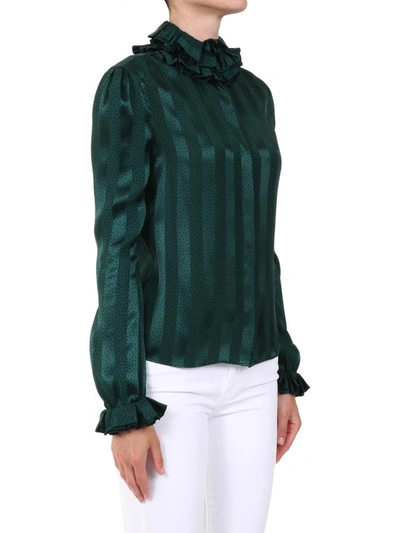 Shop Saint Laurent Silk Shirt Green