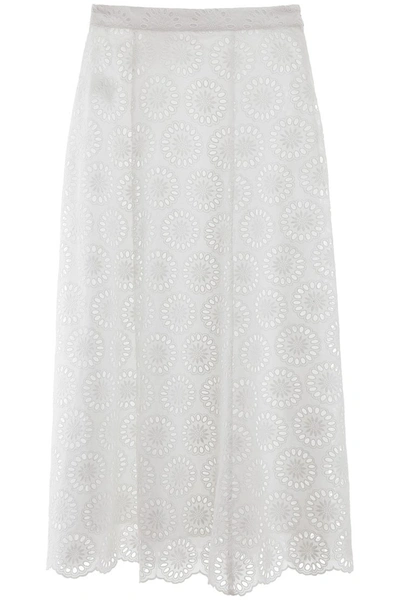 Shop Michael Michael Kors Lace Midi Skirt In White