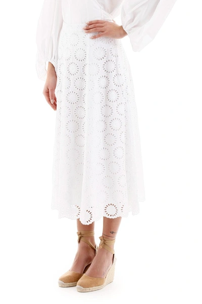 Shop Michael Michael Kors Lace Midi Skirt In White