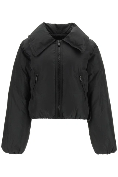 Shop Ganni Short Down Jacket In Black