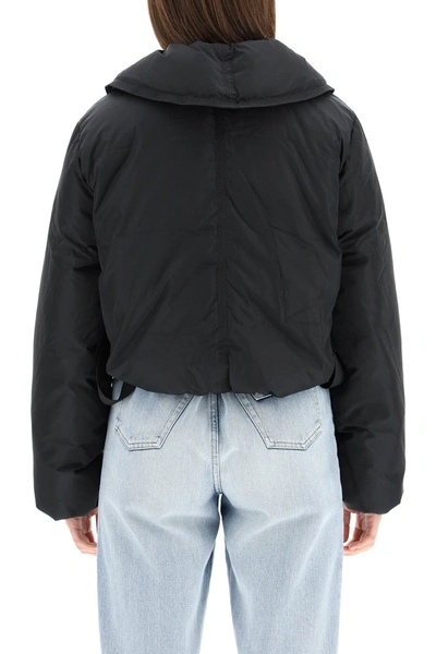 Shop Ganni Short Down Jacket In Black