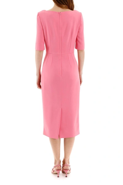 Shop Dolce & Gabbana Sheath Midi Dress In Rosa Confetto Scuro