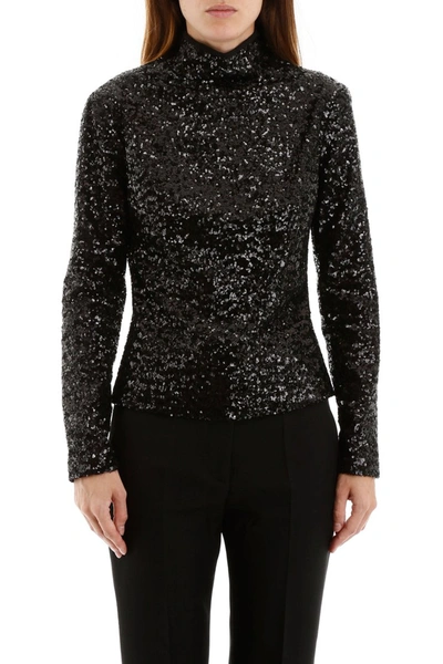 Shop In The Mood For Love Sequins Top In Black