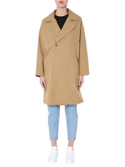 Shop Apc Coat With Belt In Beige