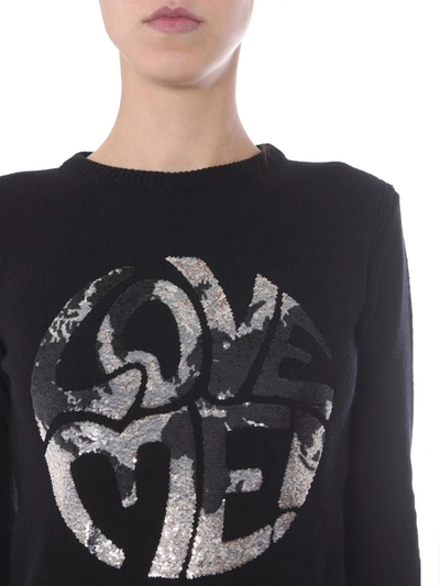 Shop Alberta Ferretti "love Me" Sweater In Black