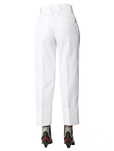 Shop Msgm Twill Pants In White