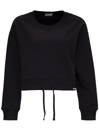 Shop Red Valentino Black Cotton Crop Sweatshirt