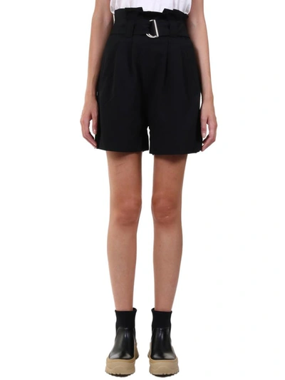 Shop Ganni Heavy Crepe Shorts Black