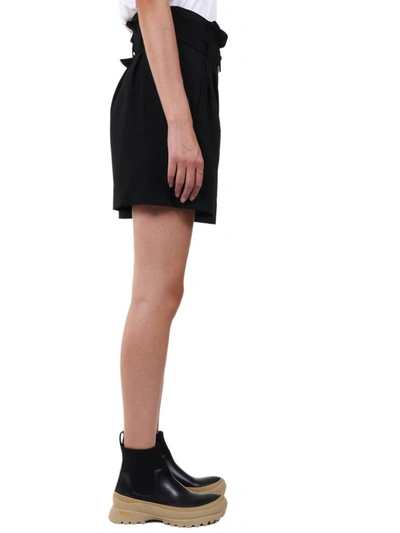 Shop Ganni Heavy Crepe Shorts Black