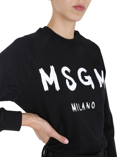Shop Msgm Crew Neck Sweatshirt In Black